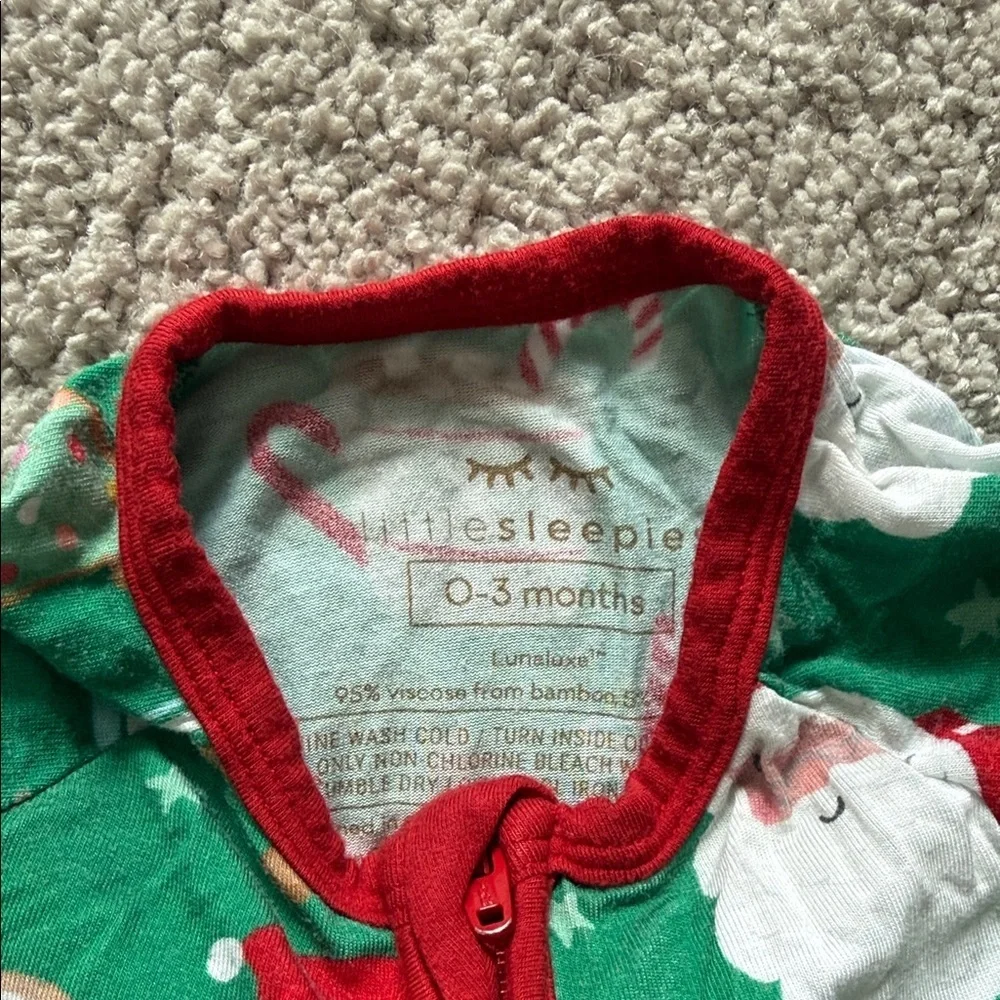 Little Sleepies Festive Green and Red Kids Footie
